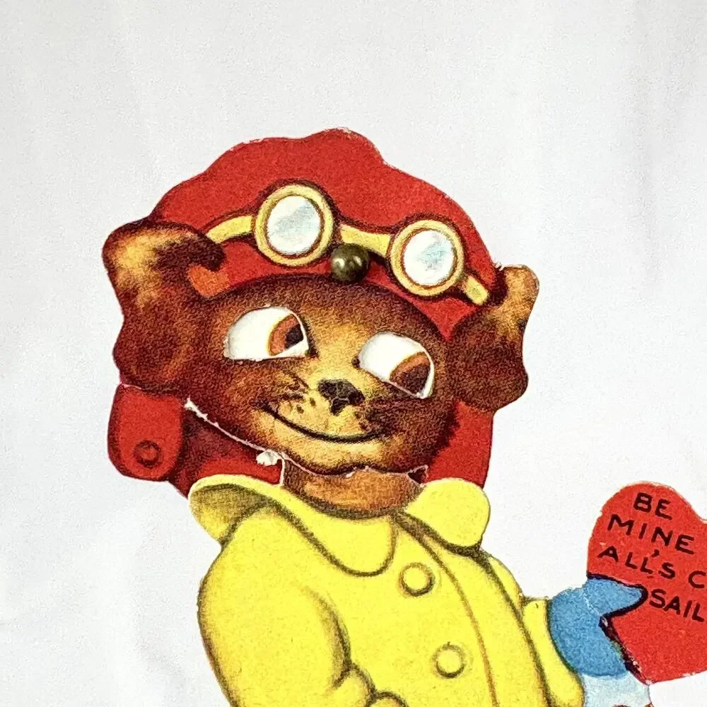 Lot of 2 Vintage Valentines Day Cards Mechanical Moving Eyes